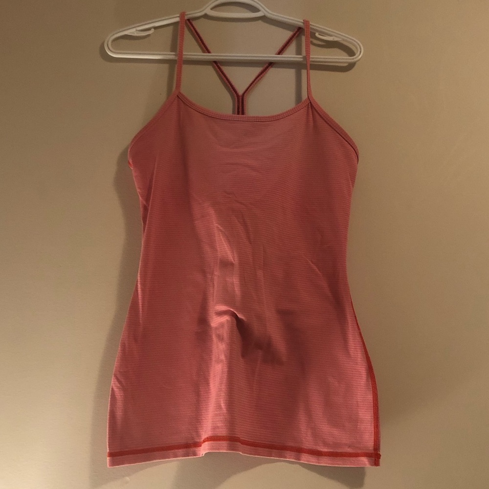 Lululemon pink striped Y tank